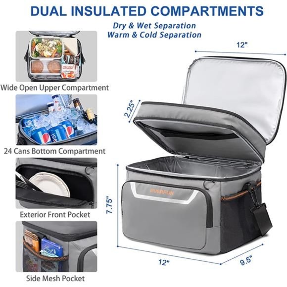 Cooler Bag for Men Lunch Box 24 Can Collapsible Waterproof Leak-Proof
